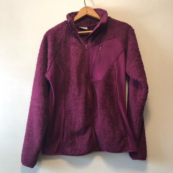 Columbia Tops - Columbia Purple Fuzzy Zip Up Sweater